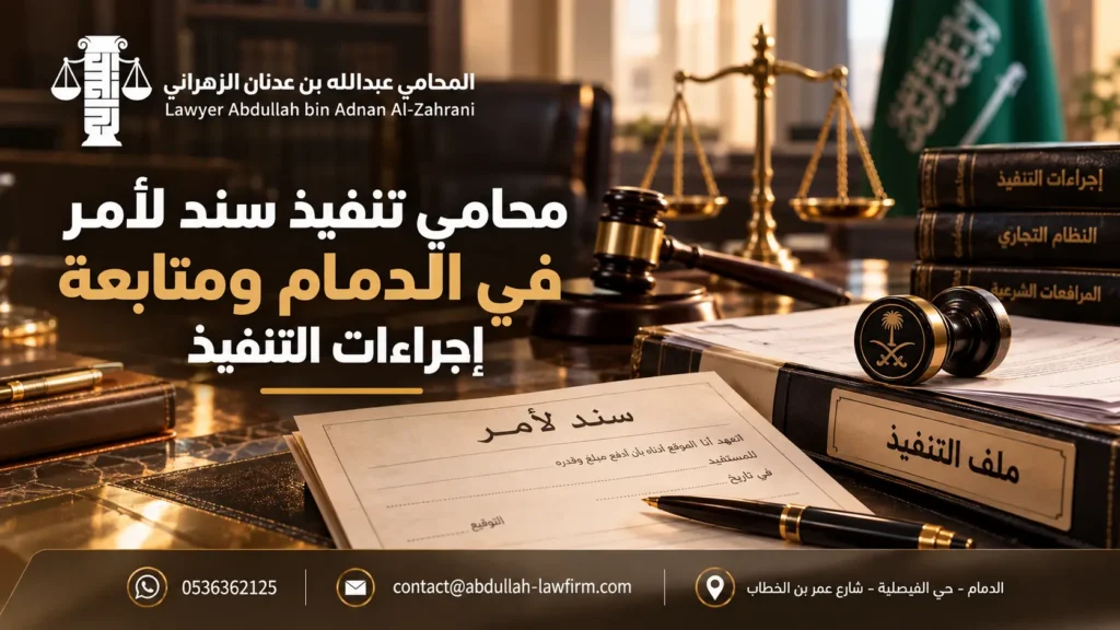 محامي تنفيذ سند لأمر في الدمام ومتابعة إجراءات التنفيذ